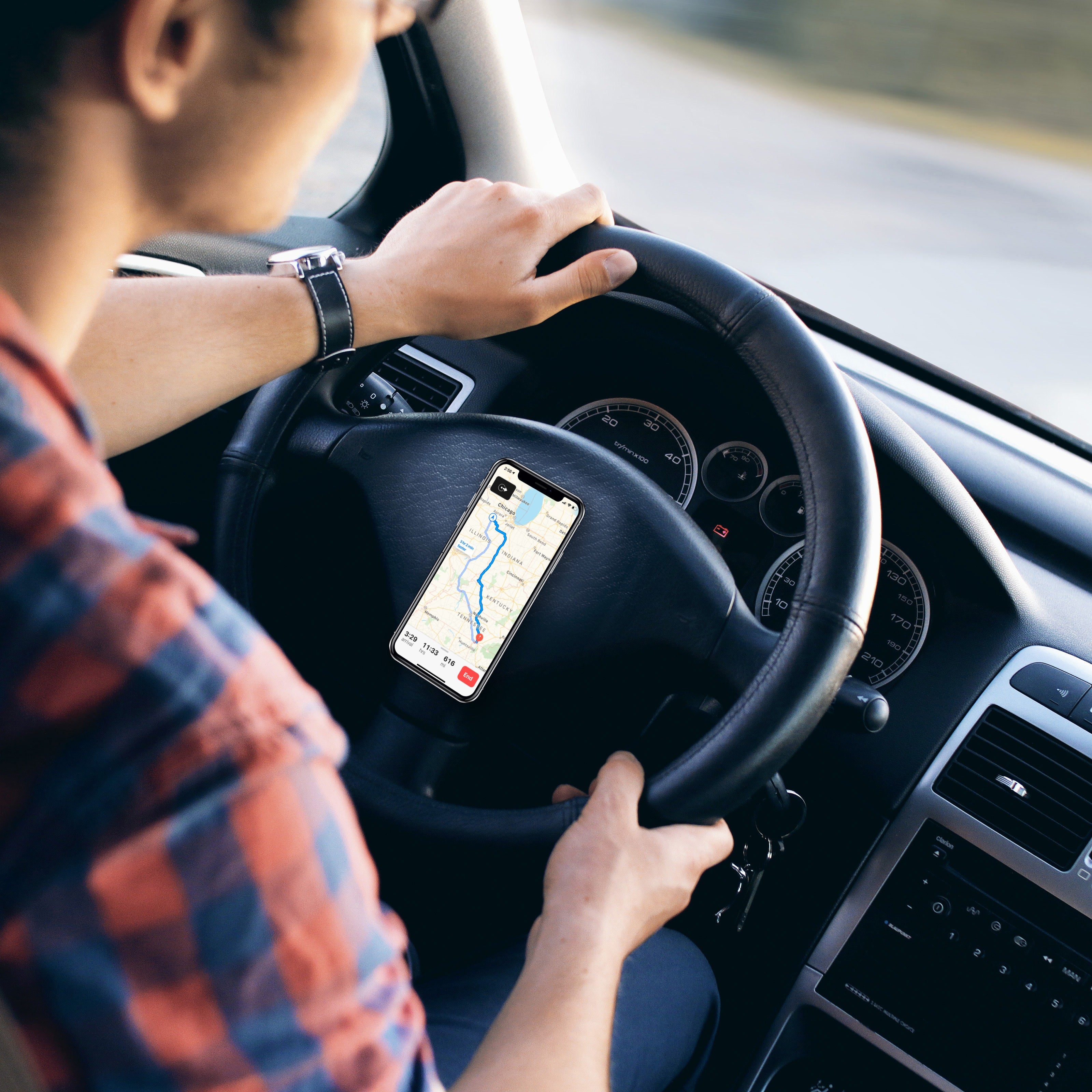Steering Wheel Phone Mount – For Golf Carts, Trucks and All Vehicles Without Airbags in Steering Wheels