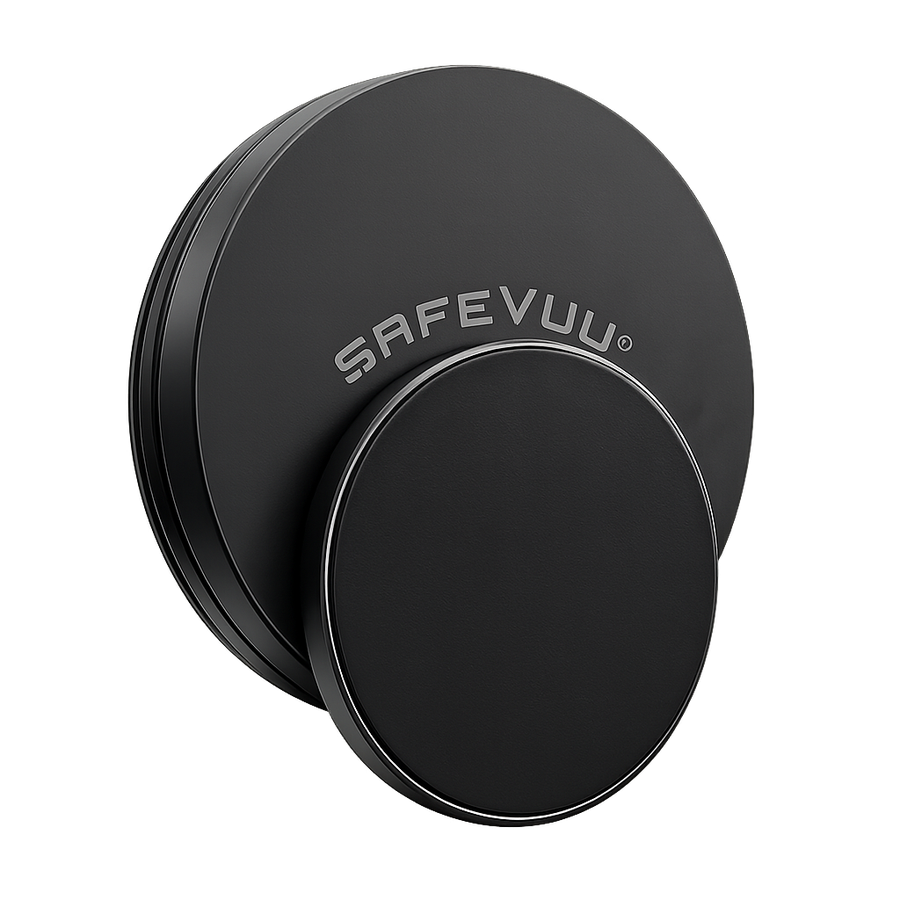 The SafeVuu golf-cart phone mount with its magnetic disc