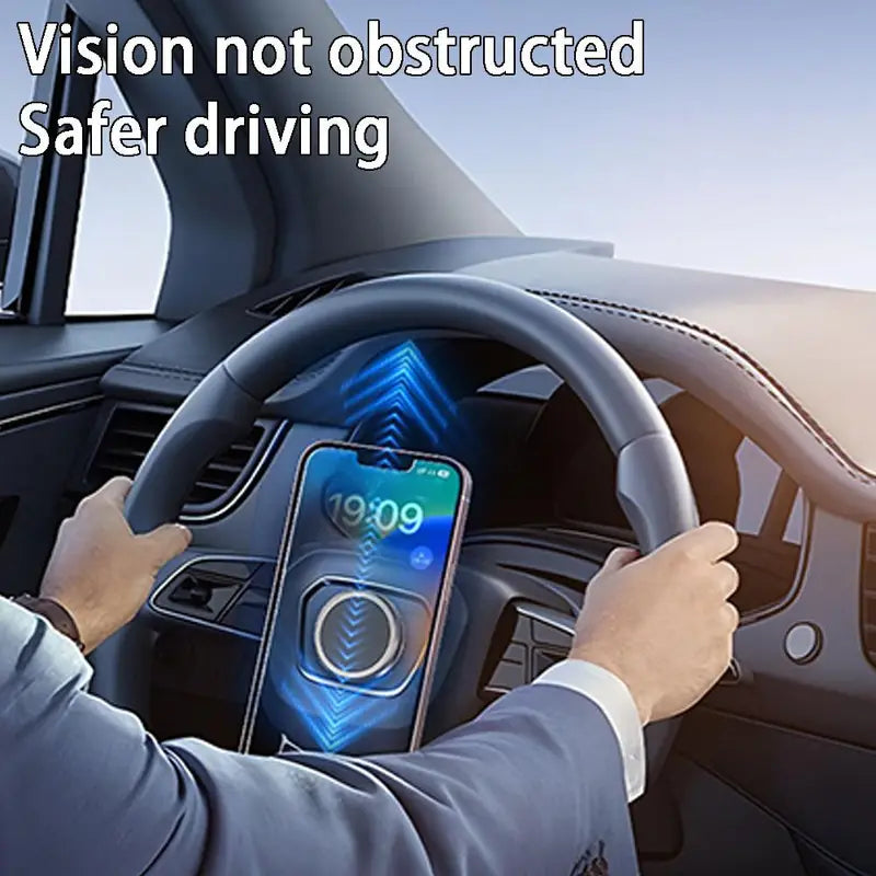 SafeVuu® Magnetic Steering Wheel Rotating Phone Mount Compatible with Golf Carts, Trucks, Motor Coaches, and All Vehicles Without Airbags in the Steering Wheel