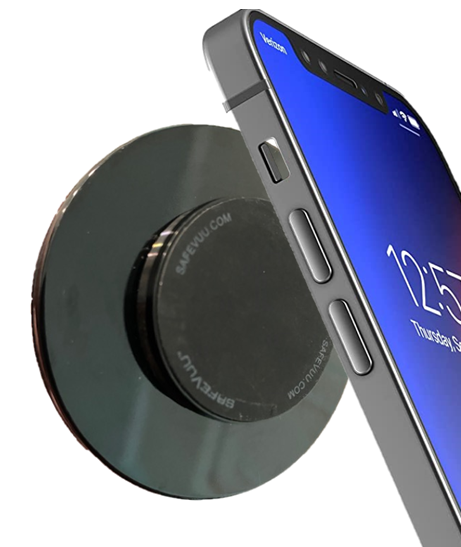 SafeVuu® Magnetic Steering Wheel Rotating Phone Mount Compatible with Golf Carts, Trucks, Motor Coaches, and All Vehicles Without Airbags in the Steering Wheel